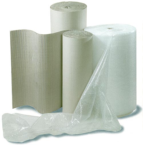 Wellpappe und Luftpolsterfolien